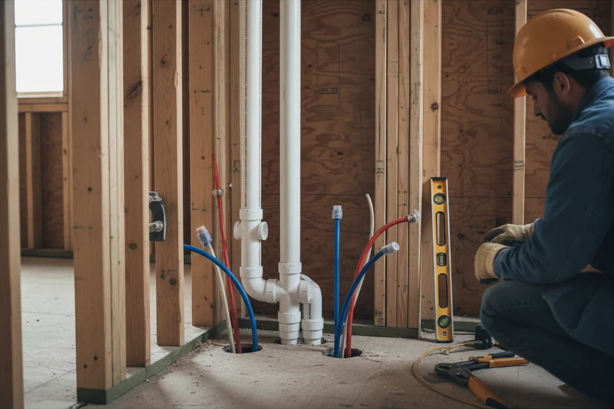 Drain and supply rough-in during Sump Pump Repair in Advance