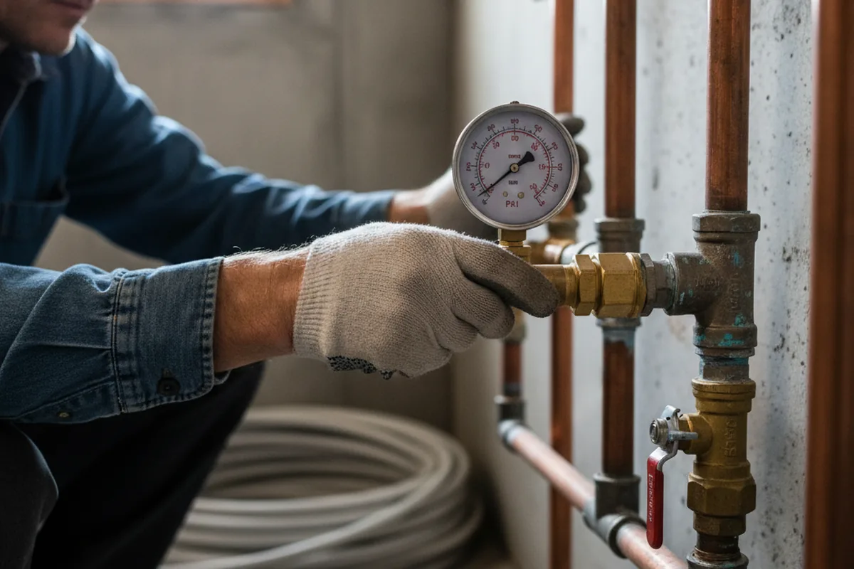 Pressure testing a repaired line during Water Line Repair in Advance